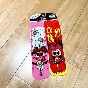 Pals and Pinkgabbercat Mismatched purrsonality Cat Socks adult s -sweet spicy